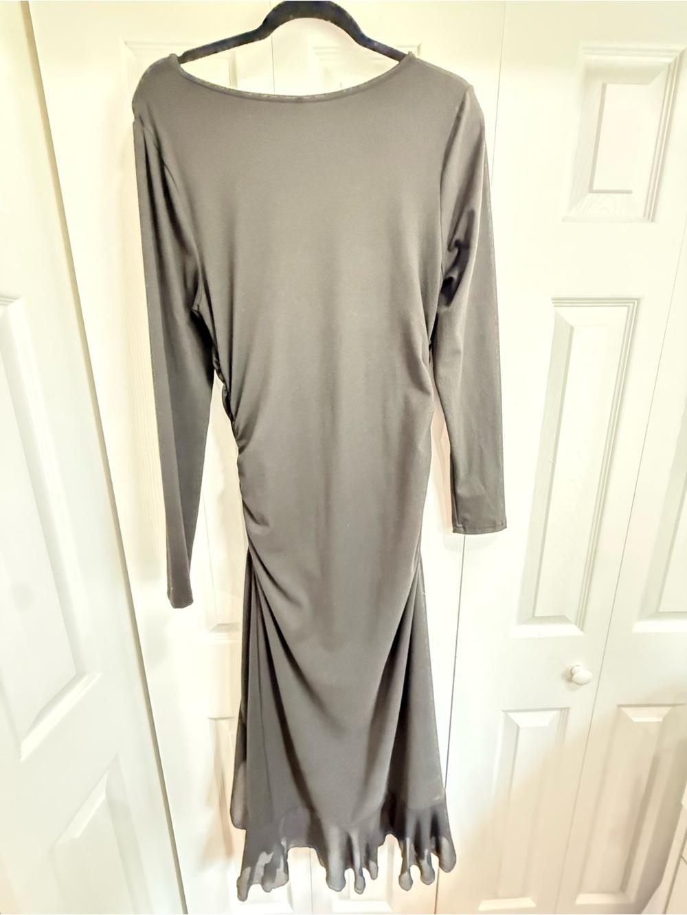 Long Sleeve Black Women's Dress with Flared Hem